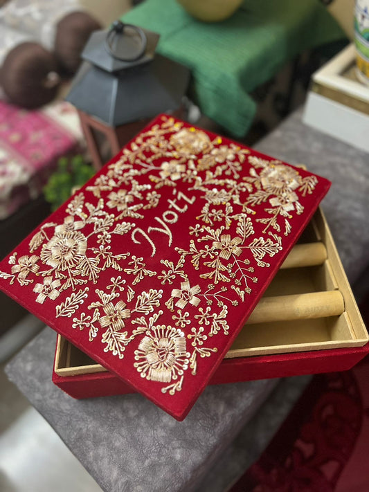 Customized Bangle Box 2004 – embroidered jewelry box for bangles & bridal trousseau from Perfect Cutt