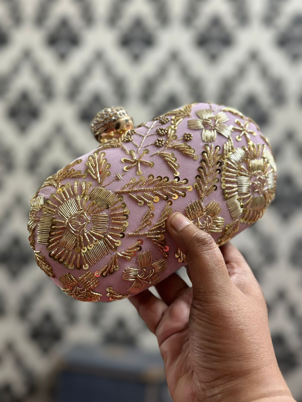 Hand Embroidered Clutch 4001 – luxury embroidered party clutch with sequins & beadwork from Perfect Cutt