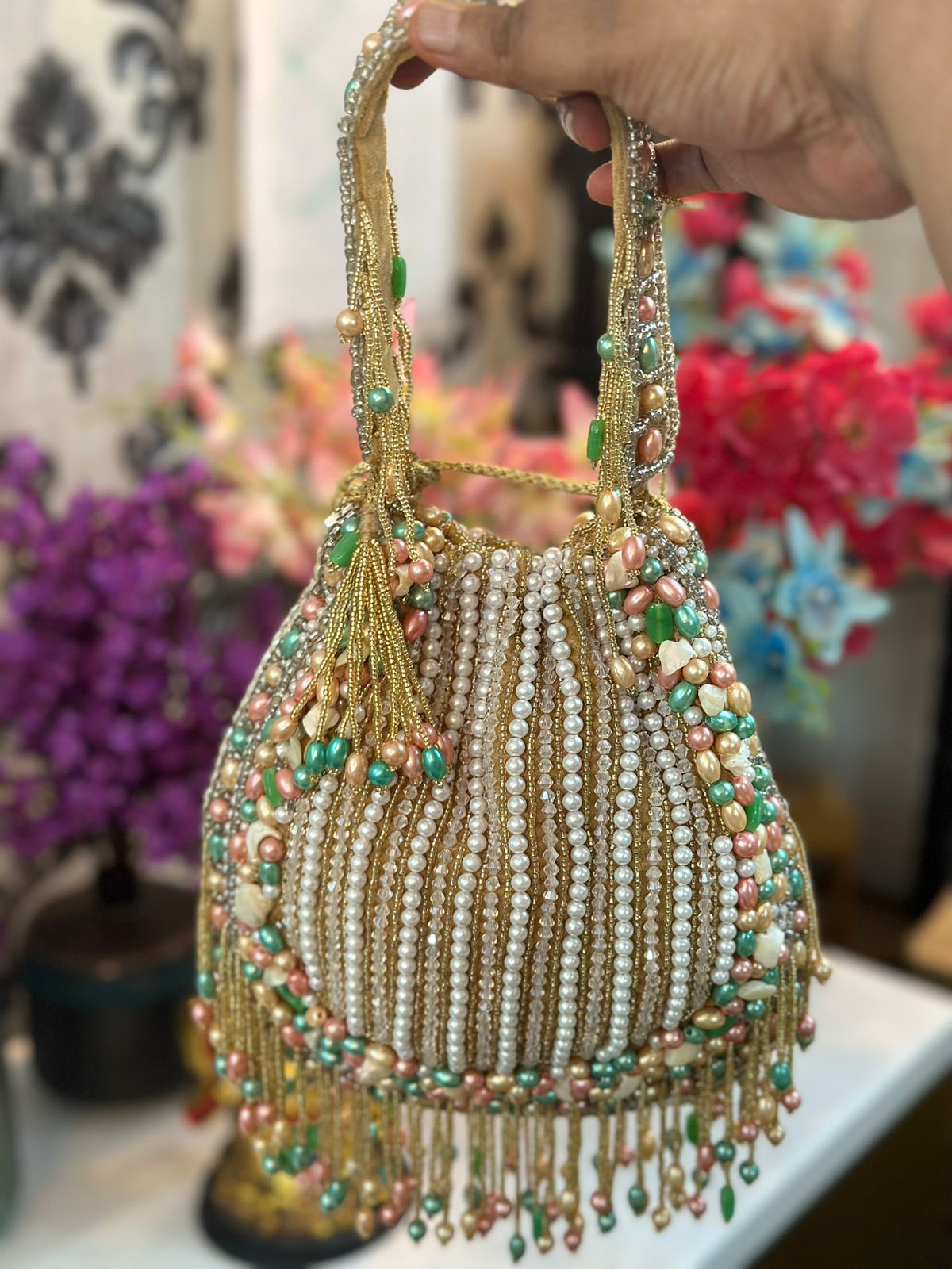 Zenith Designer Potli 7004 – luxury embroidered bridal potli from Perfect Cutt