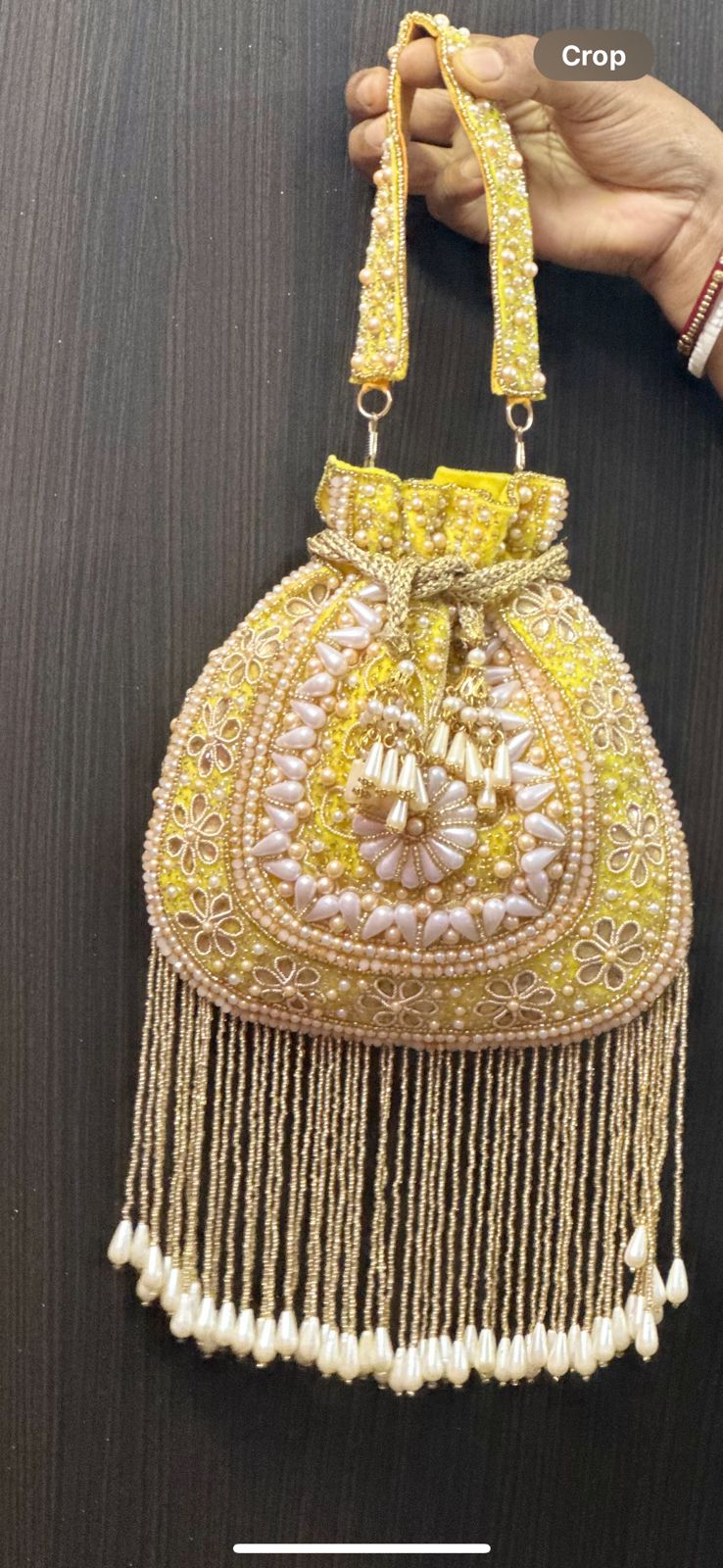 Embroidered Bridal Potli – luxury hand-embroidered wedding potli bag with sequins from Perfect Cutt