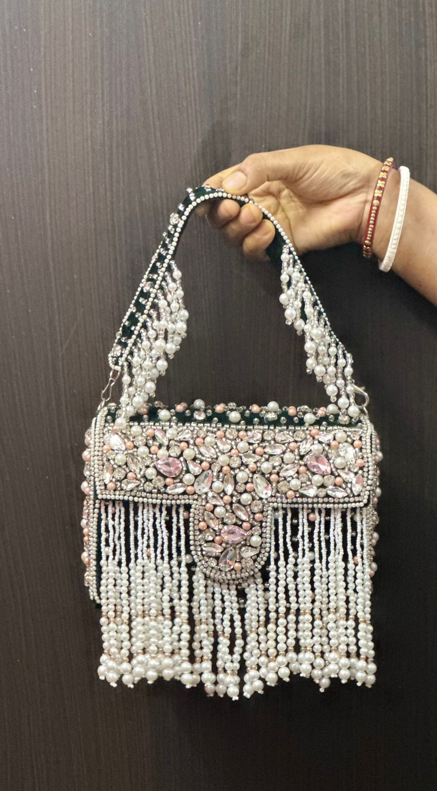 Doli Purse 8001 – hand-embroidered bridal purse with heavy stone embellishments from Perfect Cutt