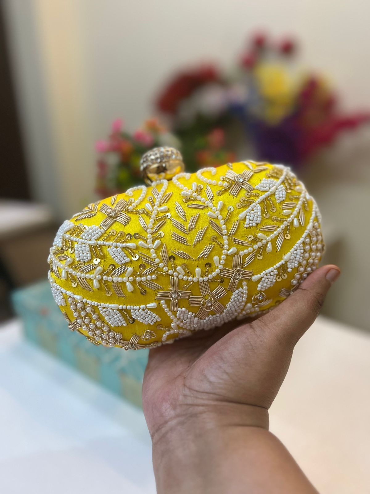 Hand Embroidered Clutch 4001 – luxury embroidered party clutch with sequins & beadwork from Perfect Cutt