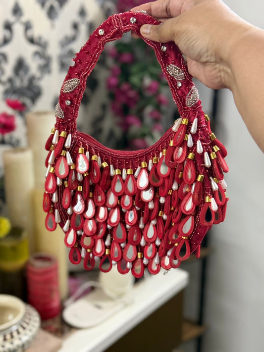 Hand embroidered mirror work Indian clutch for international wedding gifting