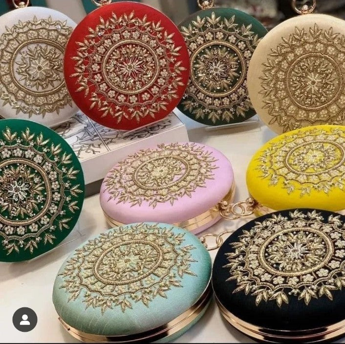 Hand-embroidered clutches and potlis by Perfect Cutt for weddings and return gifting