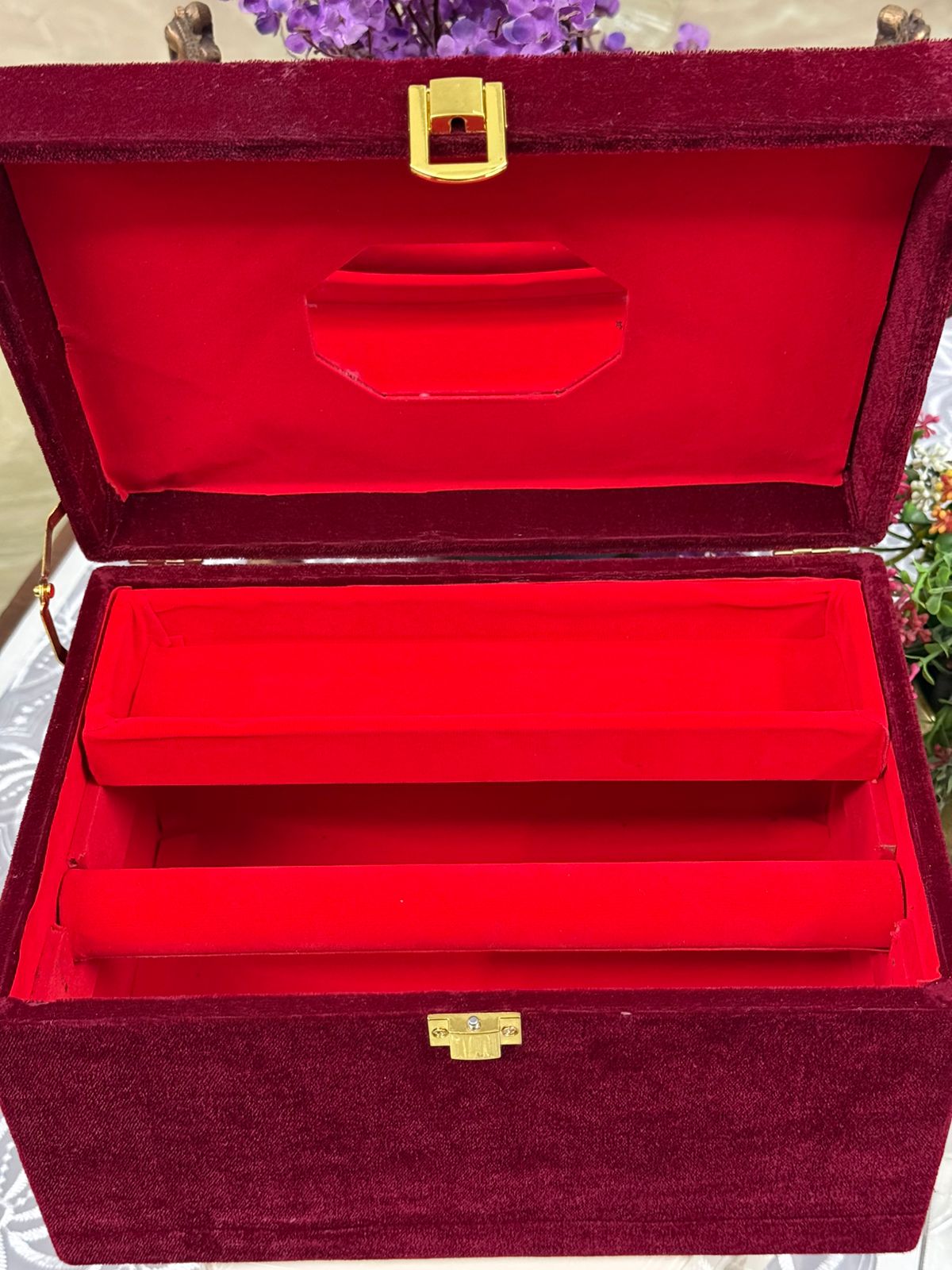 Handcrafted Embroidered Makeup Box with Mirror | Customizable Wedding Gift