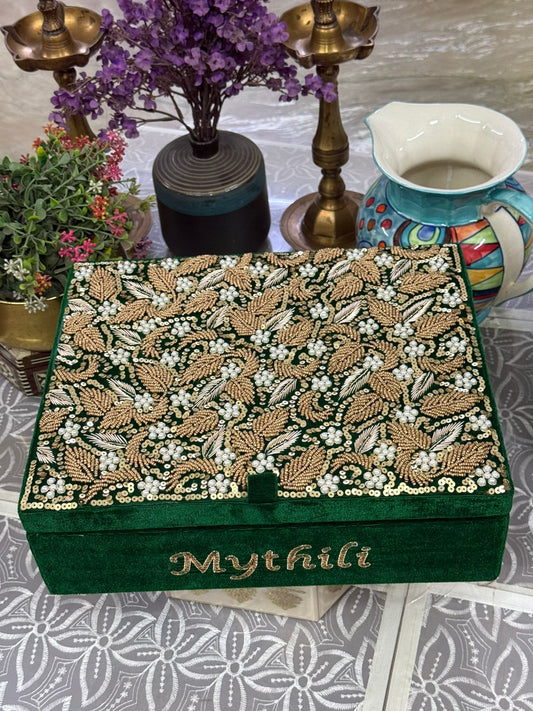 Hand Embroidered Customized Jewellery Storage Box
