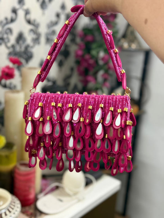 Hand Embroidered Handmade Purse with Short Handle – Artisan Bridal & Party Bag