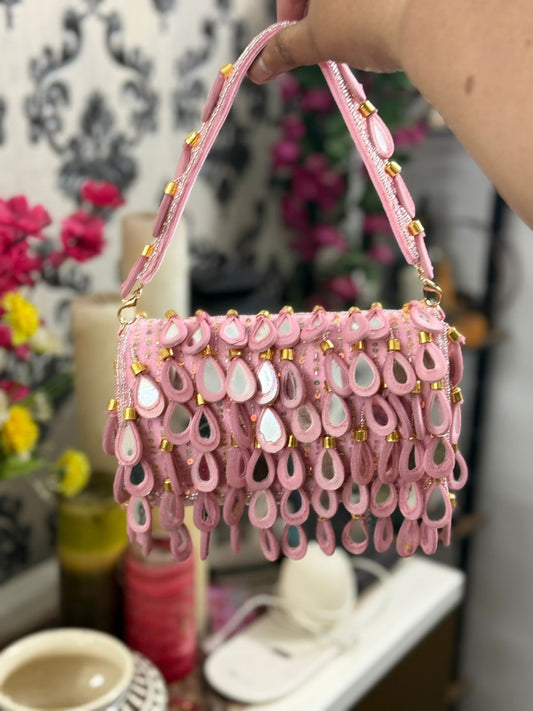 Hand Embroidered Handmade Purse with Short Handle – Artisan Bridal & Party Bag