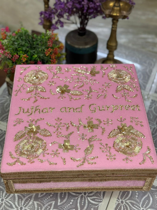 Hand Embroidered Customized Open Top Bangle Box – With Bangle Rods & Khalirey Space