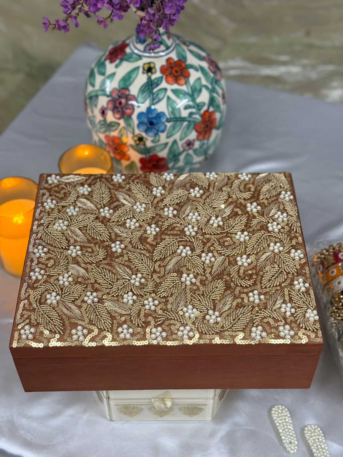 Hand Embroidered Choora & Khalirey Box with Separate Lid