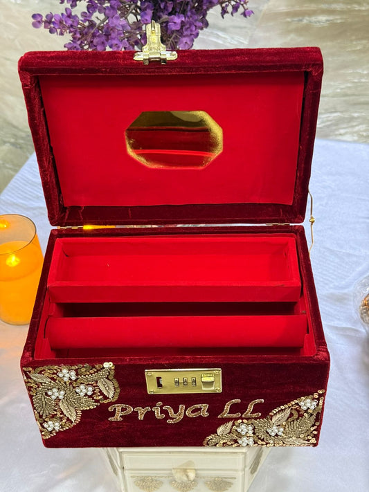 Customised Hand Embroidered Bridal Makeup Box