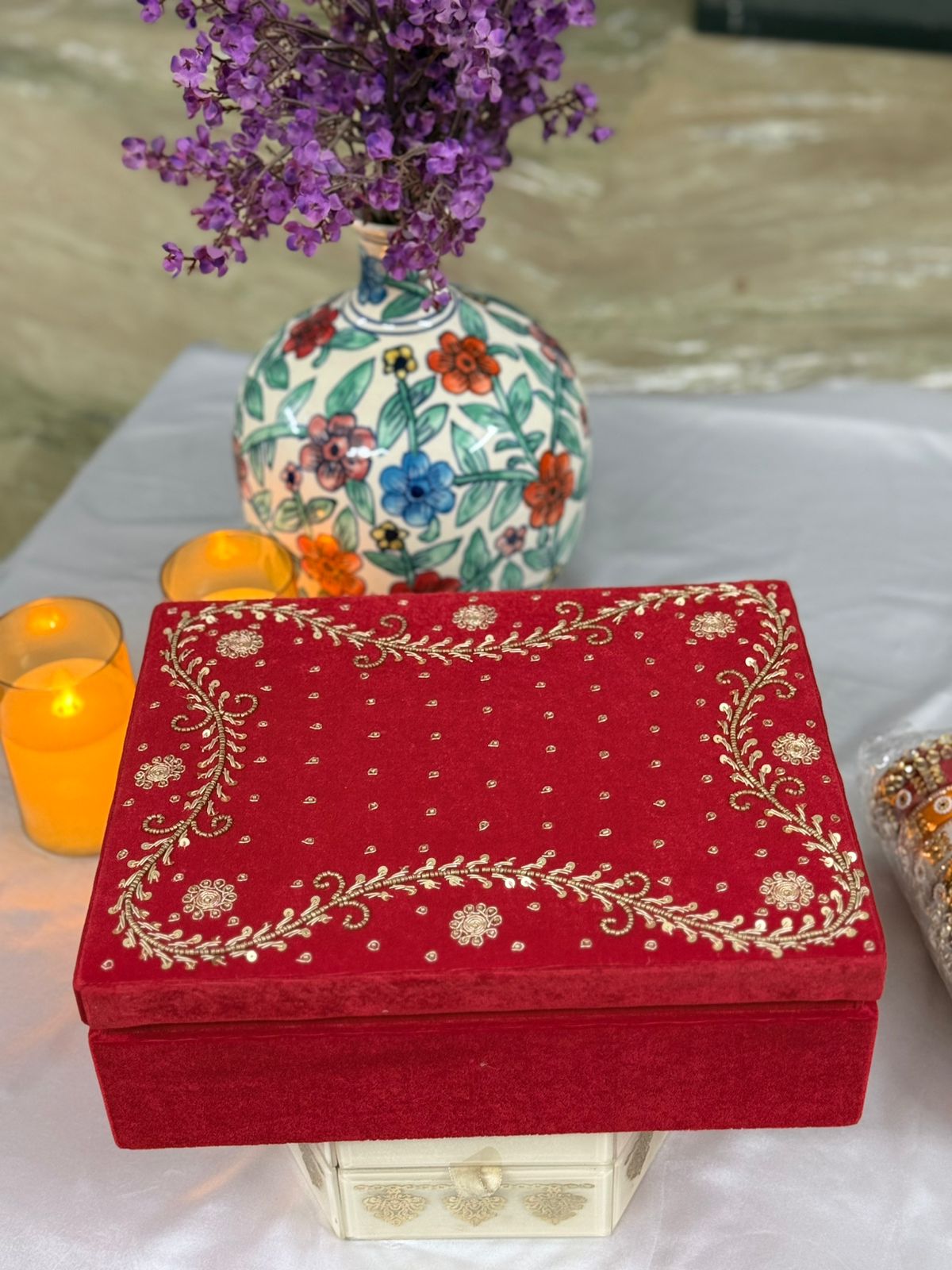 Hand Embroidered Choora & Khalirey Box with Joint Cover