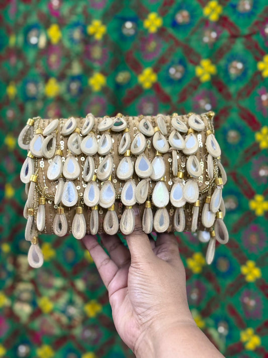 Mirror Work Hand Embroidered Bridal Clutch