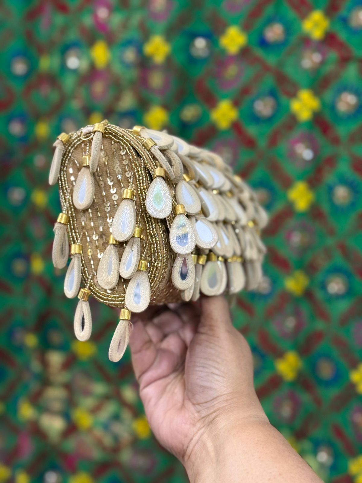 Mirror Work Hand Embroidered Bridal Clutch
