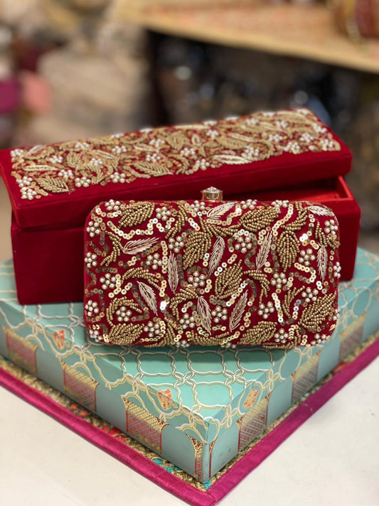 Customizable Hand Embroidered Clutch & Bangle Box Combo Set