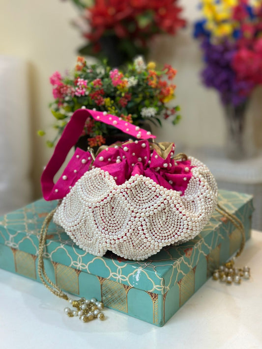 Hand Embroidered Matka Potli 9001 – luxury bridal potli with sequins & beads from Perfect Cutt