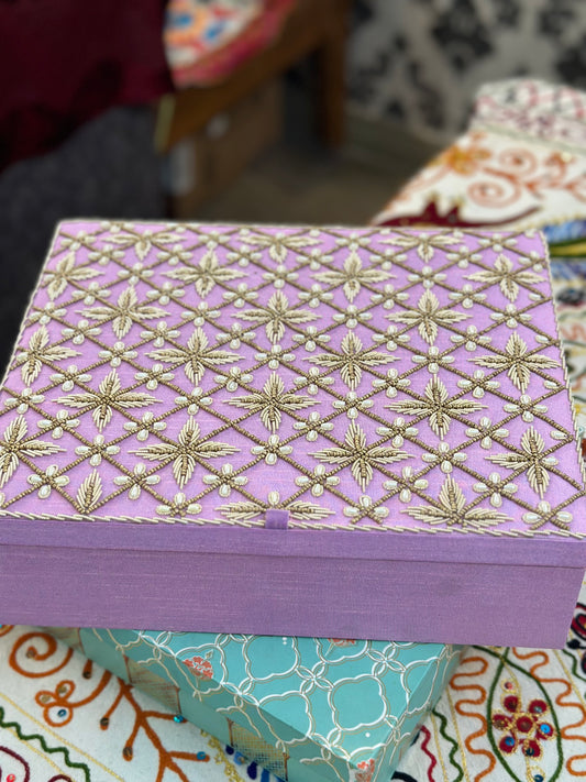 Customizable Hand Embroidered Multi-Compartment Bangle Box