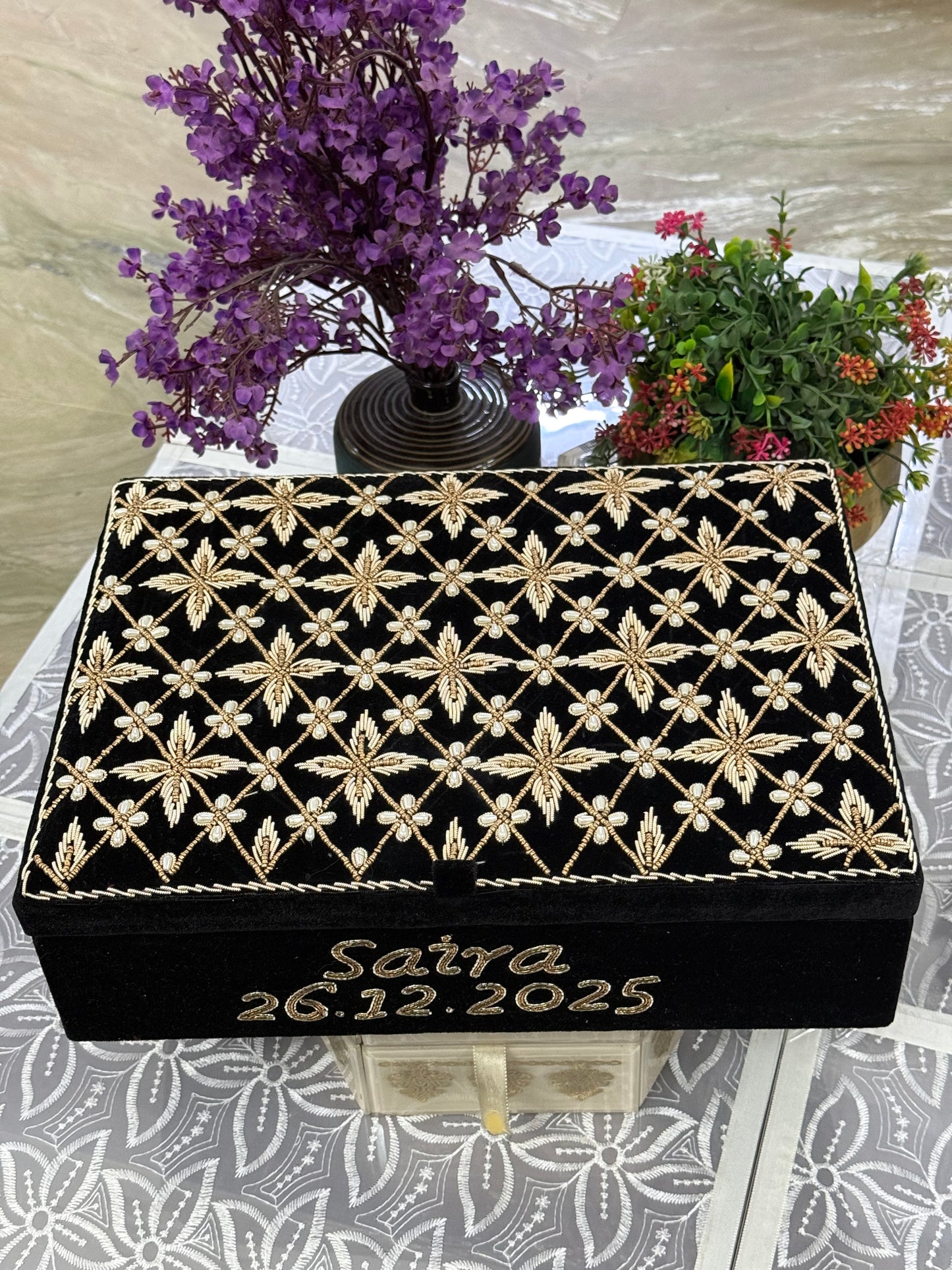 Customized bangle box |Hand embroidered - Perfectcutt