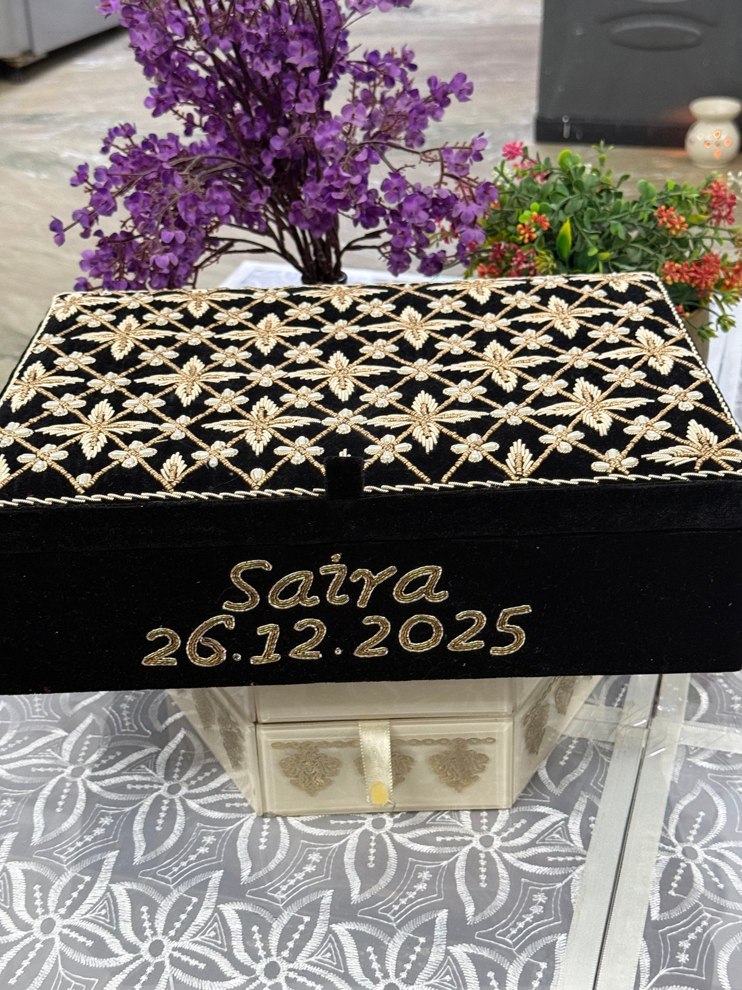 Customized bangle box |Hand embroidered - Perfectcutt