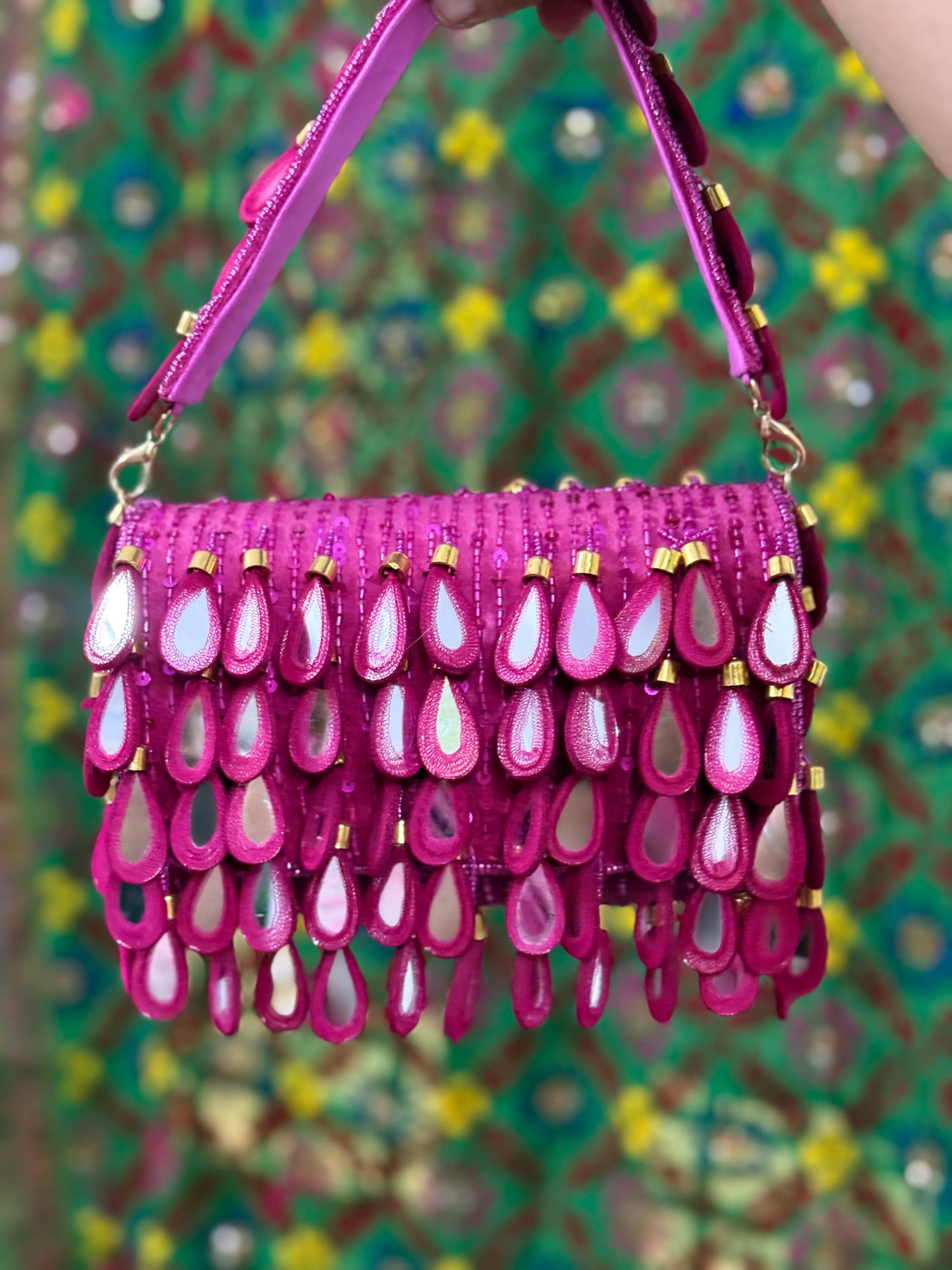Mirror Work Hand Embroidered Bridal Clutch