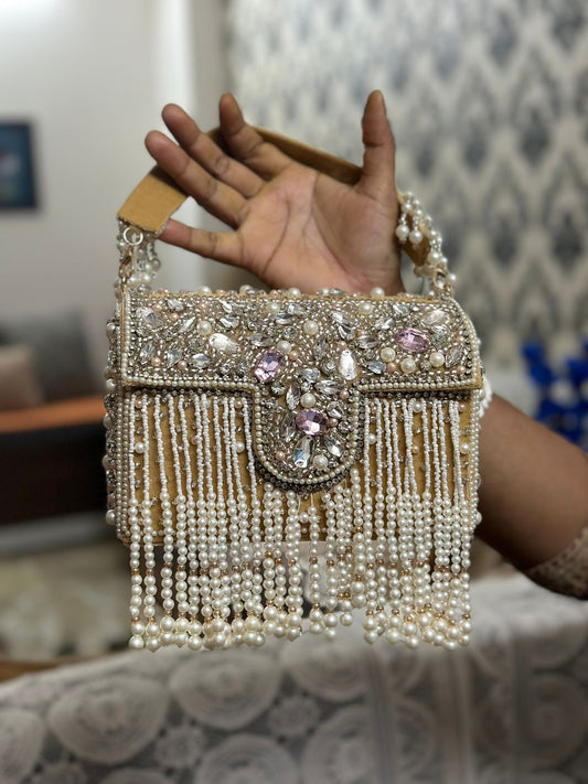 Doli Purse 8001 – hand-embroidered bridal purse with heavy stone embellishments from Perfect Cutt
