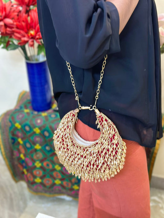 Crescent Clutch 5001 – hand-embroidered party clutch with heavy stone embellishments from Perfect Cutt